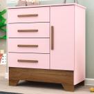 Cômoda Infantil Kids 1 Porta 4 Gavetas Branco/Rosa - Panorama Móveis