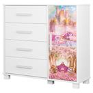Cômoda Infantil Livia 4 Gavetas 1 Porta em MDF com Puxadores Plástico Milani Movelaria