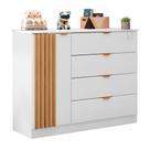 Cômoda Infantil Liz 112cm 100% MDF Branco Semi brilho/Freijo - Sallar home