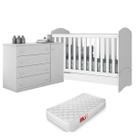 Cômoda Infantil Maria + Beço Mini Cama Pirulito Branco c/ Colchão - Bela Móveis