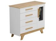 Comoda Infantil Moveis Peroba Retro MDF 04 gavetas 01 porta