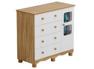 Comoda Infantil Moveis Peroba Uli 04 gavetas 01 porta MDF