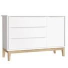 Cômoda Infantil New Classic Com Porta Branco Com Pés Madeira Natural Reller
