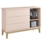 Cômoda Infantil New Classic com Porta Rosa com Pés Madeira Natural Reller