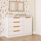 Cômoda Infantil Nuvem 4 Gavetas 1 Porta AntiTombamento 100 MDF Cômoda Infantil Nuvem 4 Gavetas 1 Porta AntiTombamento 100 MDF