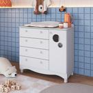 Cômoda Infantil Organizadora 4 Gavetas Grande e 1 Porta com Prateleira e Trocador para Quarto de Bebê Cômoda Infantil Organizadora 4 Gavetas Grande e 1 Porta com Prateleira e Trocador para Quarto de Bebê