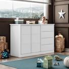 Cômoda Infantil Pérola 4 Gavetas e 2 Portas Branca com Cava Para Abertura - Phoenix Baby