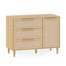 Cômoda Infantil Quater Linha Paglia Pro MDF com Rattan e Pés em Madeira Maciça Cômoda Infantil Quater Linha Paglia Pro MDF com Rattan e Pés em Madeira Maciça