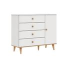 Cômoda Infantil Retrô 4 Gavetas com Porta Fraldário Lígia Branco Carolina Baby