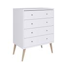 Cômoda Infantil Retrô 4 Gavetas E Pés Palitos - Branco