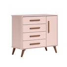 Comoda Infantil Sapateira 1 Porta 4 Gavetas Retro Rosa