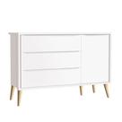 Cômoda Infantil Theo 1 Porta Branco Acetinado Com Pés Madeira Natural Reller
