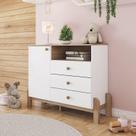 Cômoda Infantil Yuri 1 Porta 3 Gavetas Espresso Móveis Branco e Jequitibá HP