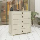 Cômoda Innova 5 Gavetas 100% Mdf com Vidro Off White - Gelius
