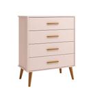 Cômoda Isis 4 Gavetas Rosa Fosco