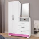 Cômoda Italy 2 Portas 3 Gavetas Branco New/Rosa - Pnr Móveis