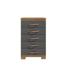 Cômoda Itapema Com 5 Gavetas 90x 56 Para Quarto Cor Carvalho Americano Grafite Lupesa Móveis Ltda