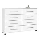 Cômoda Jade com 8 Gavetas Corrediça Telescópica e Rodinhas Cor Branco