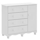 Comoda Junior New 1 Porta 4 Gavetas - Moveis Peroba Branco Brilho