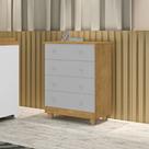 Comoda Lara 4 Gavetas Em Mdf Nature / Cinza