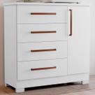 Cômoda Leone 1 Porta 4 Gavetas Flex Branco New/Rosa - Pnr Móveis