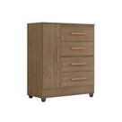 Cômoda Lite 4 Gavetas 01 Porta Carvalho Oak Móveis Leão