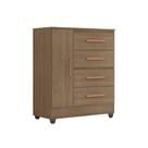 Cômoda Lite 4 Gavetas 01 Porta Carvalho Oak Móveis Leão