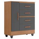 Cômoda Lite 4 Gavetas 01 Porta Nature Cinza - Móveis Leão