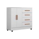 Comoda Lite 4 Gavetas 2 Portas Branco Brilho - Móveis Leão