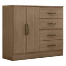 Comoda Lite 4 Gavetas 2 Portas Carvalho Oak - Móveis Leão