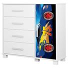 Cômoda Livia 4 Gavetas 1 Porta MDF com Puxador Plástico Azul Milani Movelaria