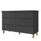 Comoda Logan 6 Gavetas em MDF cor Preto 136 cm - 73080