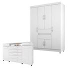 Cômoda London e Guarda Roupa Solteiro Ecom 2 Branco Flex - Demóbile Cômoda London e Guarda Roupa Solteiro Ecom 2 Branco Flex - Demóbile