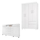 Cômoda London E Guarda Roupa Solteiro Lótus Branco Flex - Demóbile Cômoda London E Guarda Roupa Solteiro Lótus Branco Flex - Demóbile