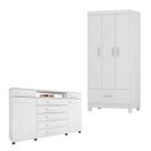 Cômoda London e Guarda Roupa Solteiro Prince Branco - Demóbile Cômoda London e Guarda Roupa Solteiro Prince Branco - Demóbile