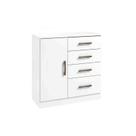 Cômoda Londres 1 Porta 4 Gavetas Branco Móveis Curitibanos