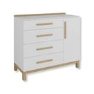 Comoda louis 1 porta lisa branco brilho/cedro - moveis peroba