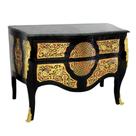 Cômoda Luxo 126cm Classico Preta Marchetada com Dourado