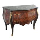 Cômoda Madeira de Lei Luxo Marchetada Bronze e Marmore