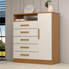 Cômoda Madri 1 Porta 5 Gavetas 100% Mdf Cinamomo/Off White - Acp Móveis