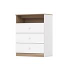 Cômoda Magia 3 Gavetas com Nicho Decoração Branco/Jequitibá