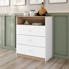 Cômoda Magia 3 Gavetas Inclui Nicho para Decoração Branco/Jequitibá