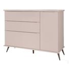 Cômoda Mariana Retro 3 Gavetas 1 Porta Rosê - FbABY