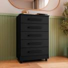 Cômoda MDF 5 Gavetas Com Puxador Para Quarto Decoração Closet Gaveteiro Alto Organizador