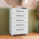 Cômoda MDF Branca 5 Gavetas Com Puxador Para Quarto Decoração Closet Gaveteiro Alto Organizador