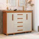Comoda MDF para quarto compacto 5 gavetas espaçosas quarto bebe retro 2 portas