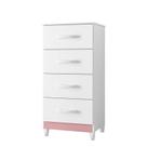 Cômoda Mobi 4 Gavetas Flex Branco/Rosa - Móveis Albatroz