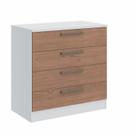 Cômoda Modulada Requinte com 4 Gavetas - Branco Line/Macadâmia