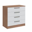 Cômoda Modulada Requinte com 4 Gavetas - Macadâmia/Branco Line