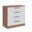Cômoda Modulada Requinte com 4 Gavetas - Macadâmia/Branco Line